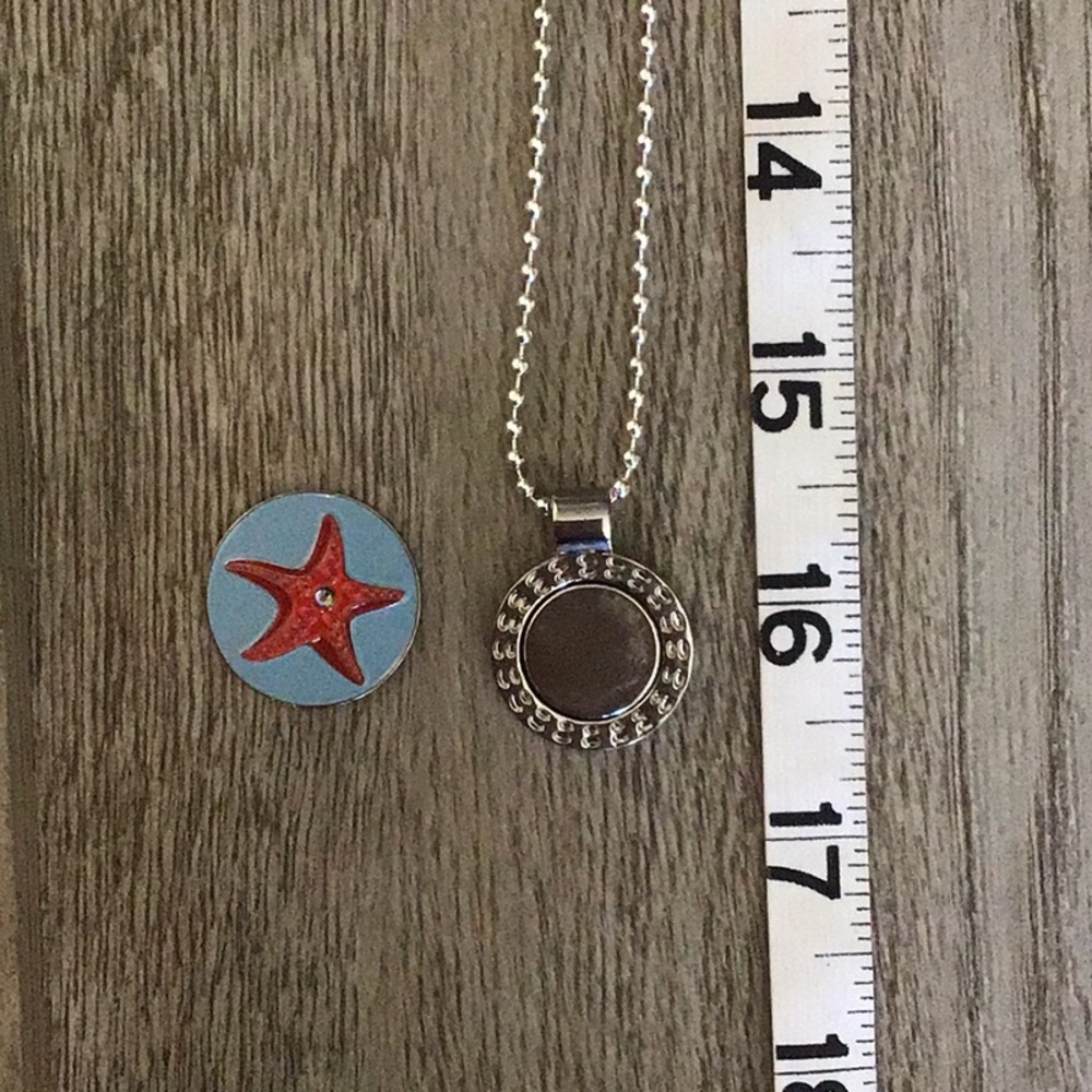 Golf ball marker magnetic necklace. Starfish coin.